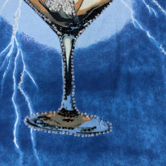 Dont Mess With Texas Shirt Womens Large Blue Cowgirl Martini Graphic Rhinestone - Picture 4 of 10